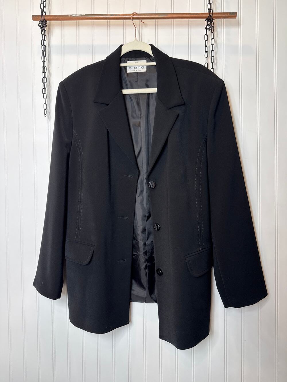 Vintage Elena Black Blazer Black Corpcore Corporate Office Workwear Size XL